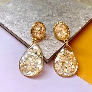 NEW White Clear Teardrop Shaped Dangling Earrings
